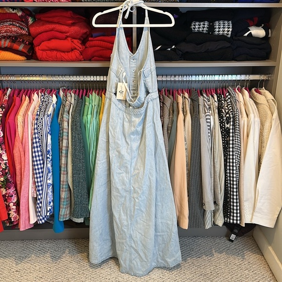 Universal Thread blue halter neck elasic back cut out maxi jean dress size 4 NWT - Picture 3 of 3